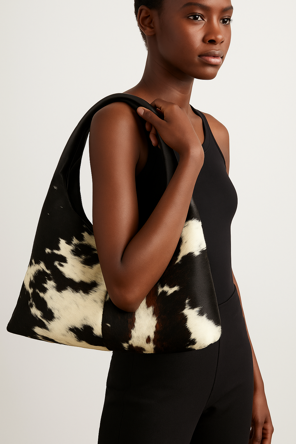 Cowprint Leather Shoulder Bag